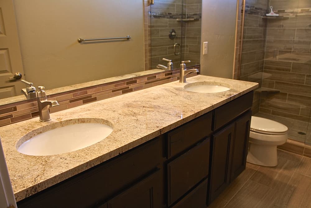 Granite Double Vanity with Shower