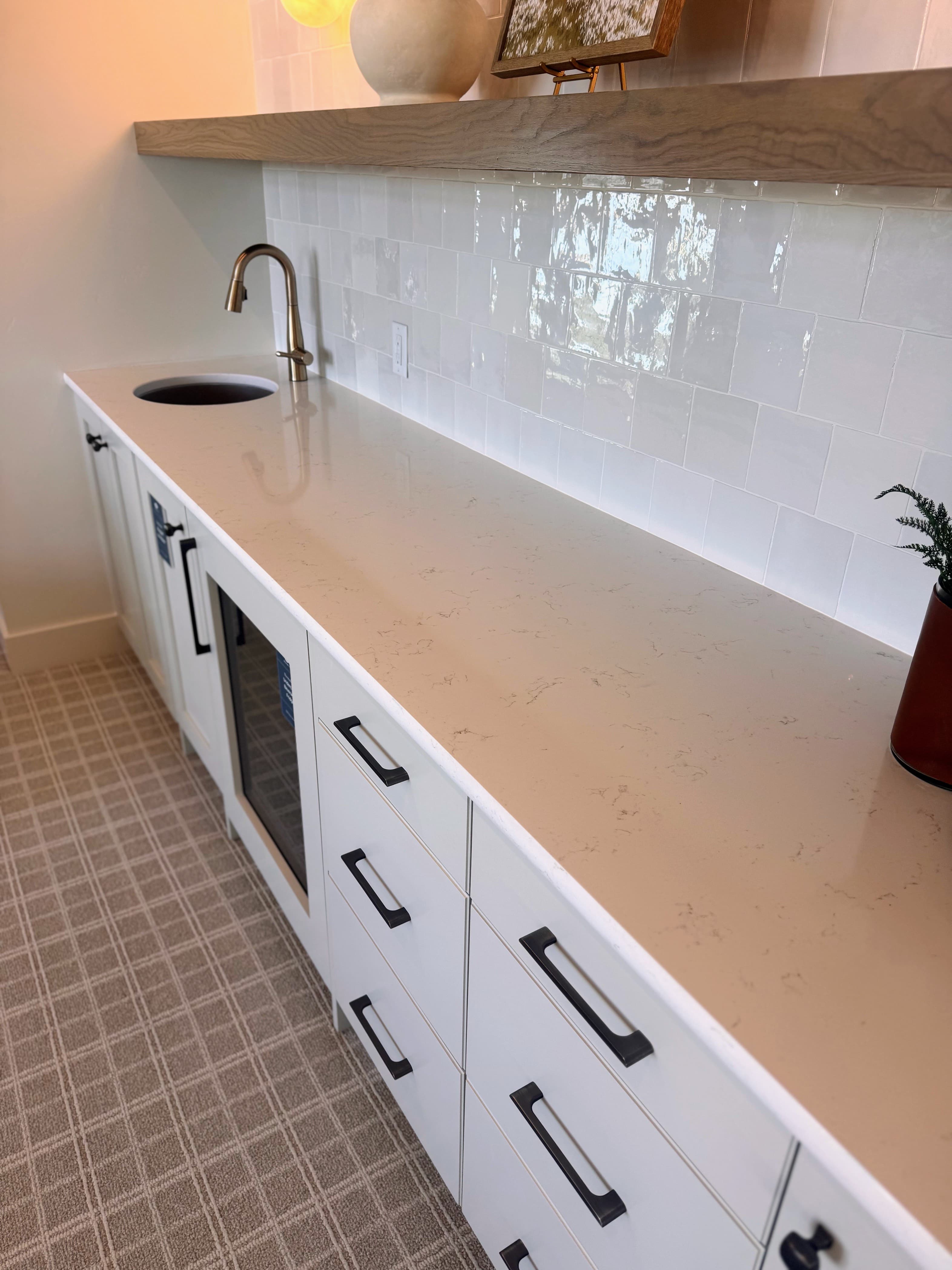 Quartz Bar with Tile Backsplash