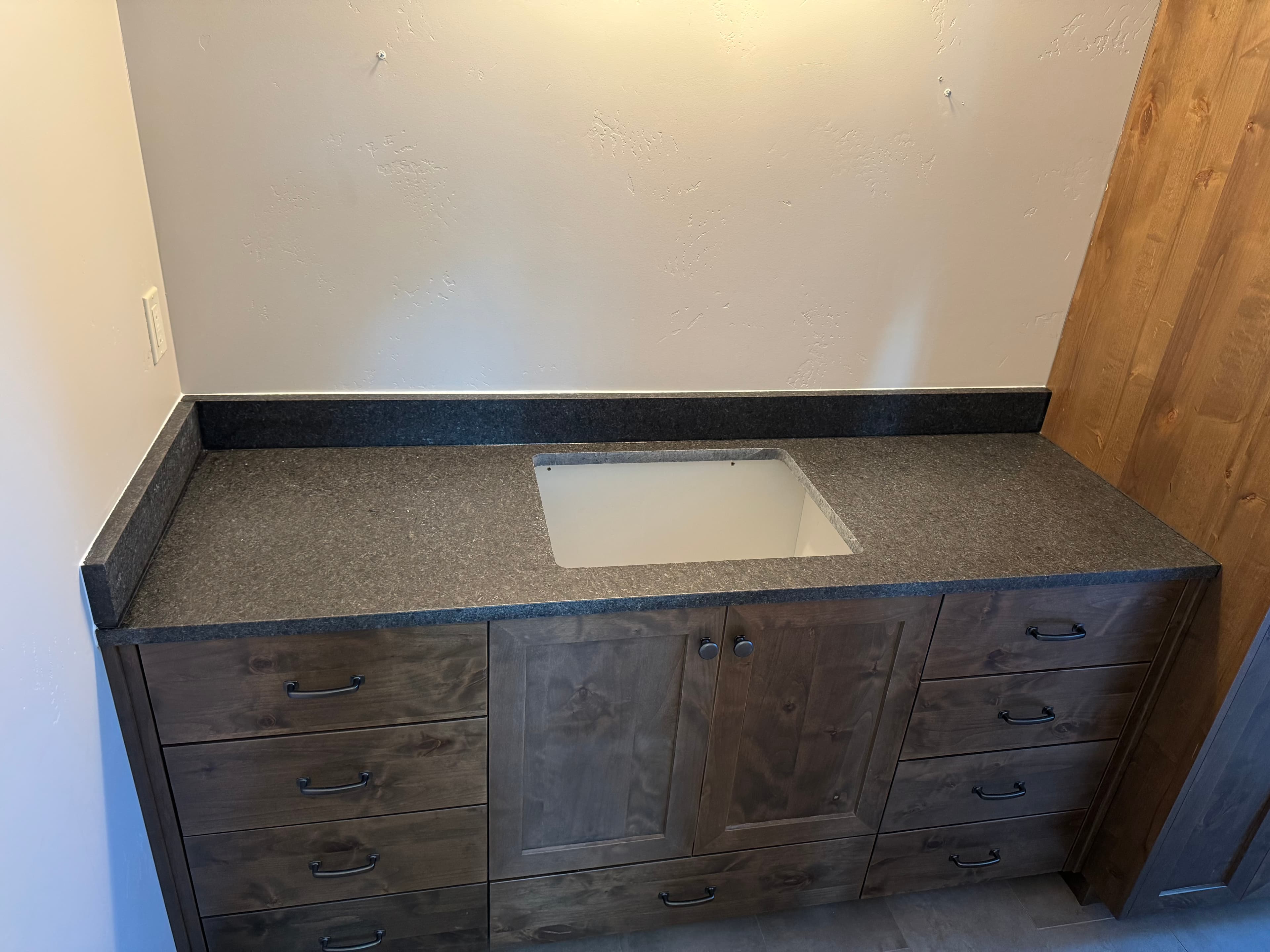Dark Cabinet Granite Vanity