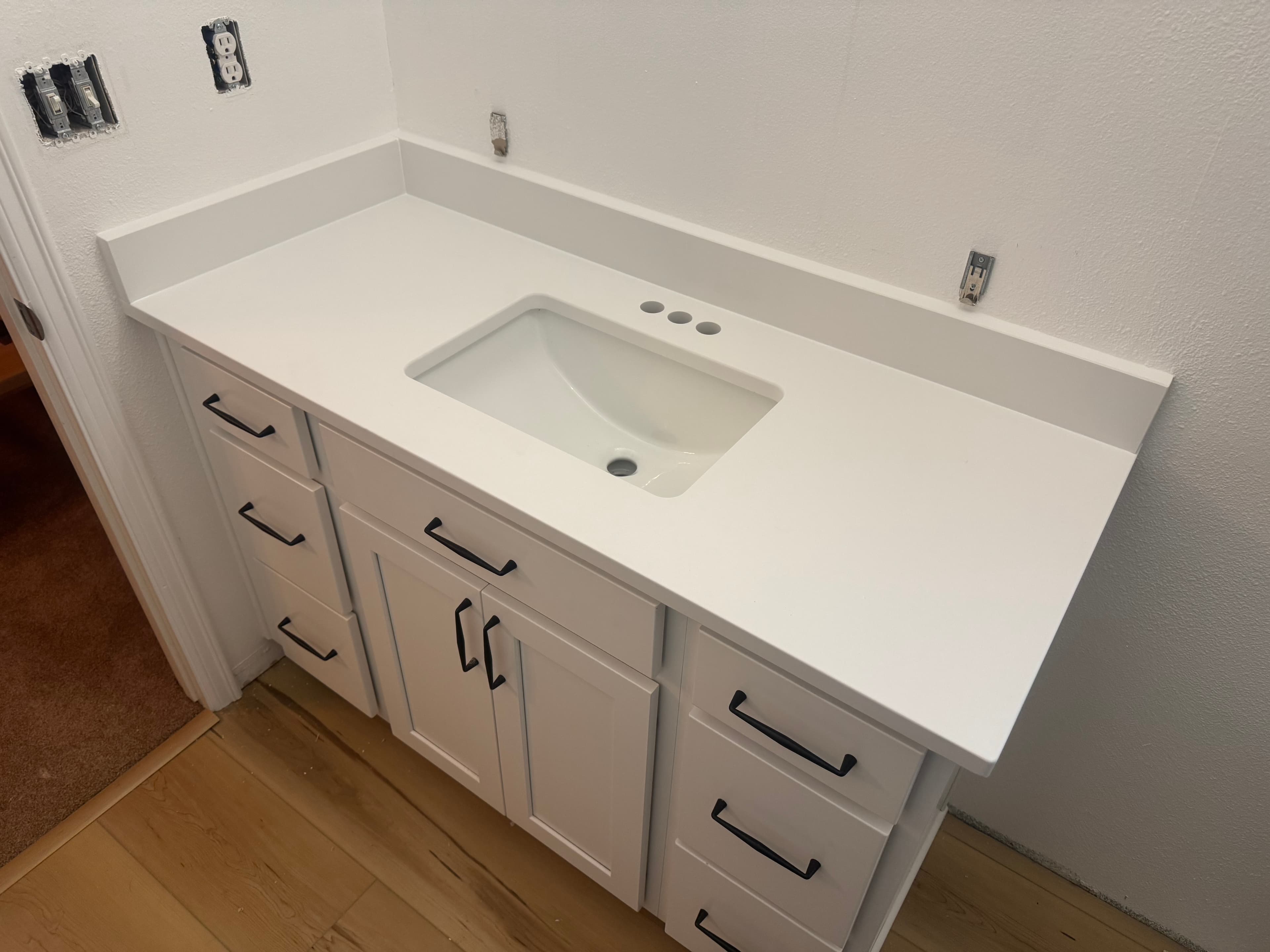 White Quartz Vanity Install