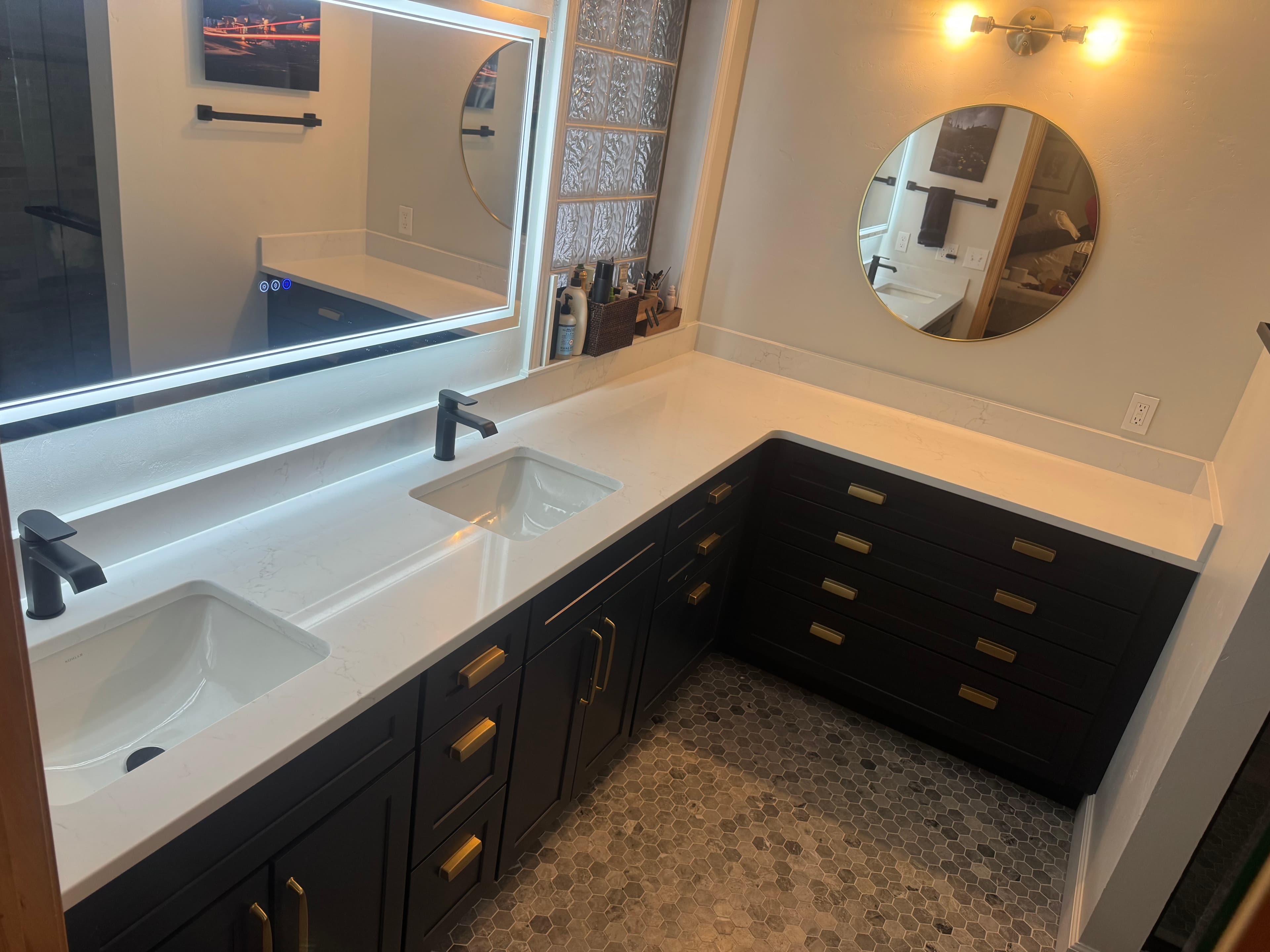 L-Shaped Double Vanity